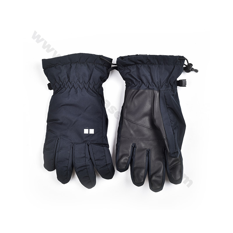 Men's Winter Gloves Waterproof - Water-Resistant Nylon, Logo Print, Business Chic