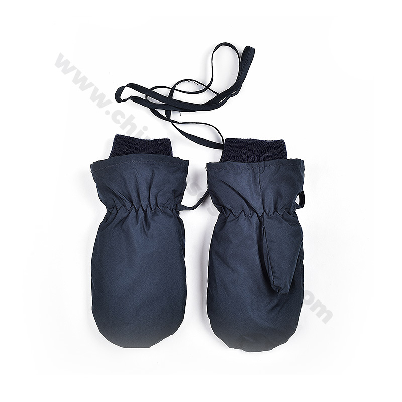 Kids' Classic Navy Mittens with Neck Strap - Solid Color, Essential Winter Gear