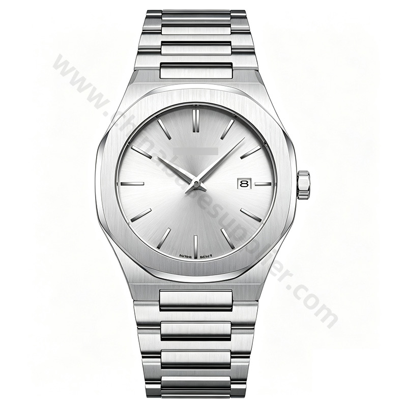 Men's Integrated Bracelet Analog Quartz Watch — Octagonal Bezel, Sunray Dial, 3 Colorways